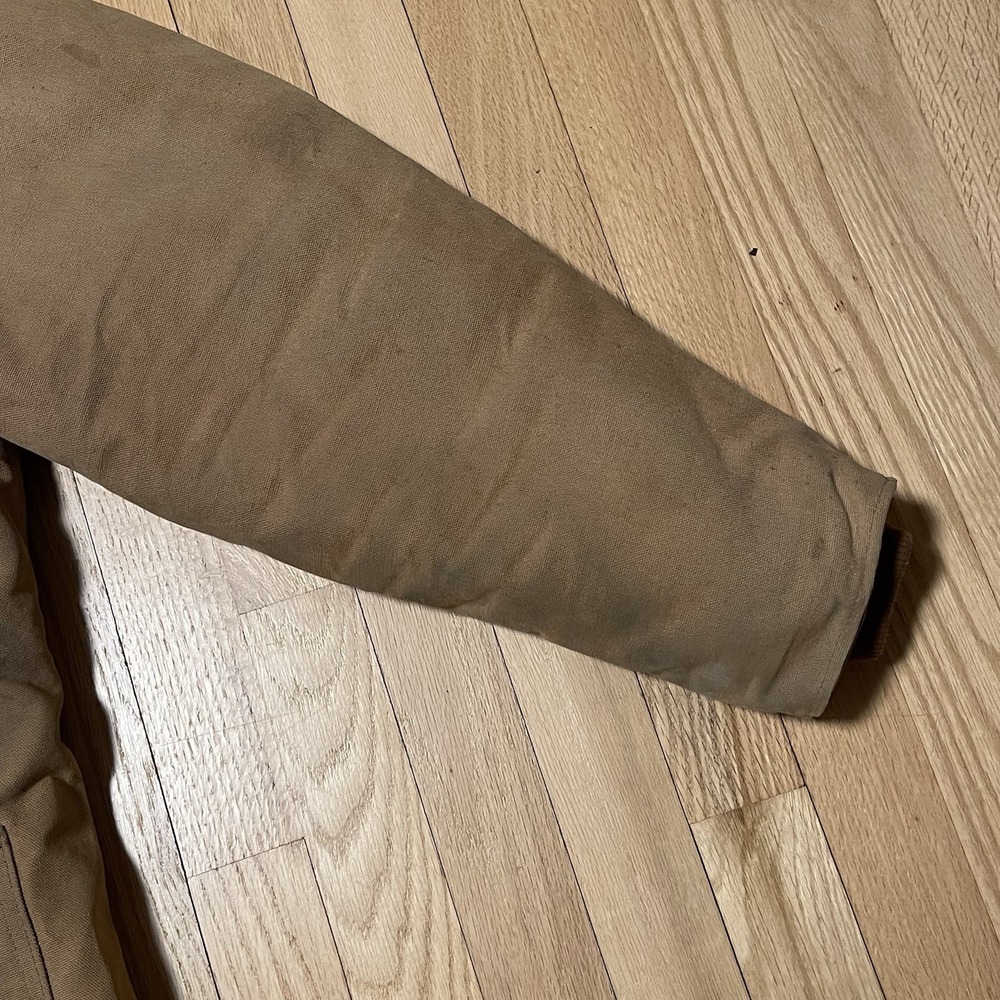 Carhartt Jacket Mens 2XL 48 Reg Insulated Chore Coat Barn Tan Brown Distressed - Picture 8 of 16